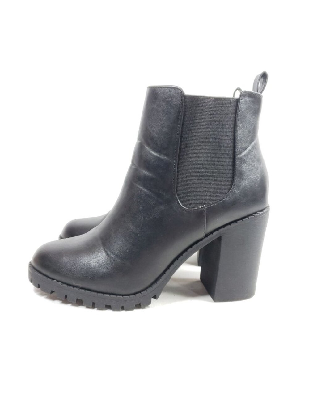Womens Size 11 Black Chunky Heel Chelsea Ankle Boots All Man Made Material - Picture 5 of 9